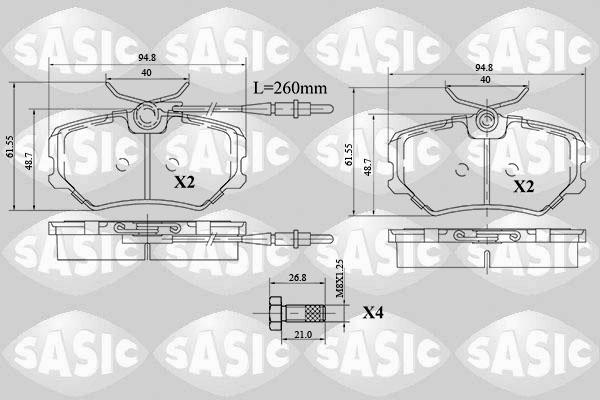 Sasic 6210063 - Brake Pad Set, disc brake autospares.lv