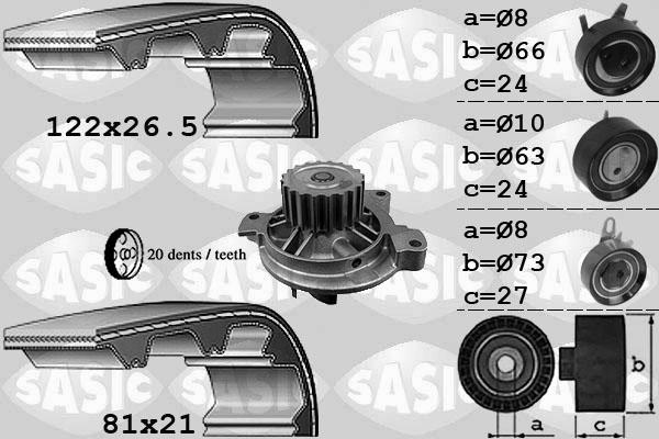 Sasic 3906052 - Water Pump & Timing Belt Set autospares.lv