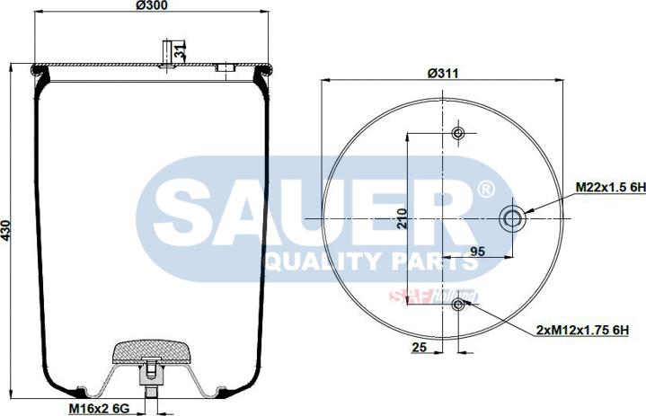 SAUER S2294881102 - Bellow, air suspension autospares.lv