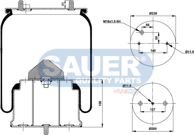 SAUER S2290307301 - Bellow, air suspension autospares.lv