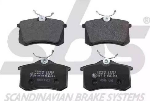 SBS 1501229986 - Brake Pad Set, disc brake autospares.lv