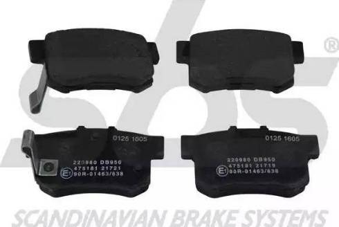 SBS 1501229980 - Brake Pad Set, disc brake autospares.lv