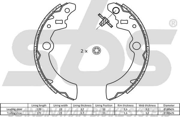 SBS 1849.2752692 - Brake Shoe Set autospares.lv