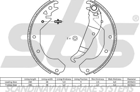 SBS 18492736410 - Brake Shoe Set autospares.lv