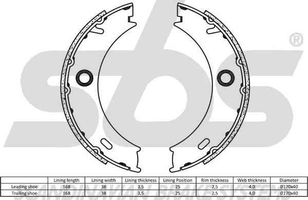 SBS 18492733678 - Brake Shoe Set, parking brake autospares.lv