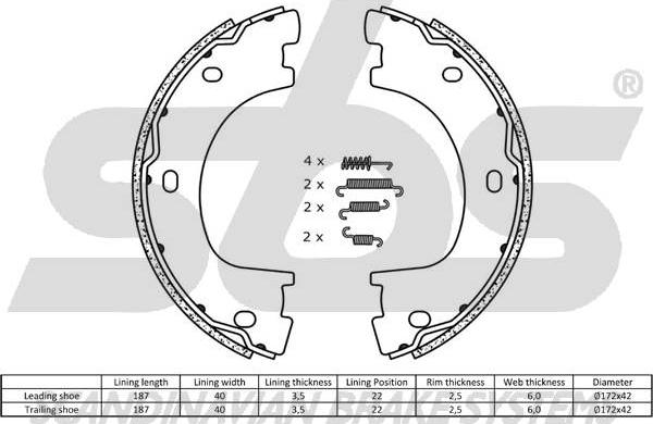 SBS 1849.2733773 - Brake Shoe Set autospares.lv