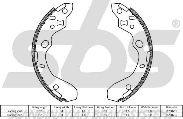 SBS 18492732611 - Brake Shoe Set autospares.lv