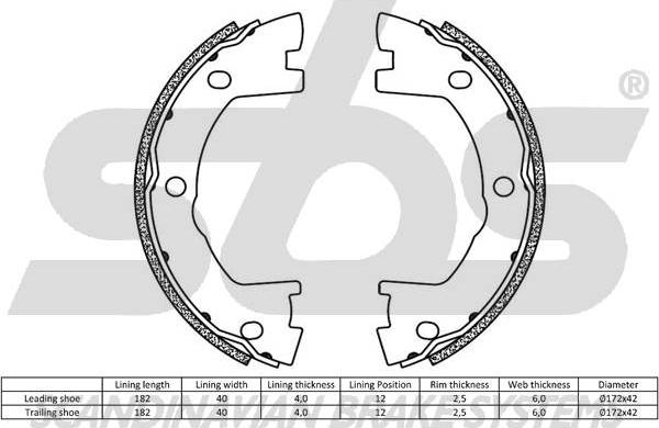 SBS 18492723841 - Brake Shoe Set, parking brake autospares.lv