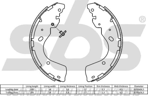 SBS 18492722861 - Brake Shoe Set autospares.lv