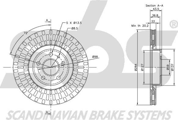 SBS 1815319925 - Brake Disc autospares.lv