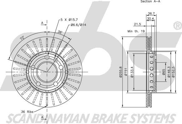 SBS 1815314758 - Brake Disc autospares.lv