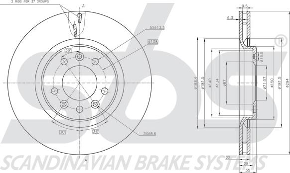 SBS 1815311962 - Brake Disc autospares.lv