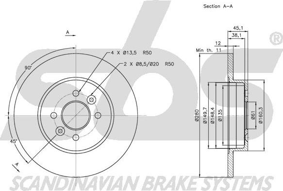 SBS 1815313941 - Brake Disc autospares.lv