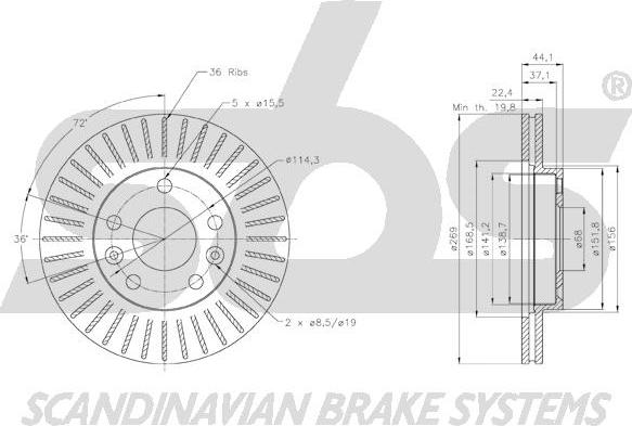 SBS 18153139102 - Brake Disc autospares.lv