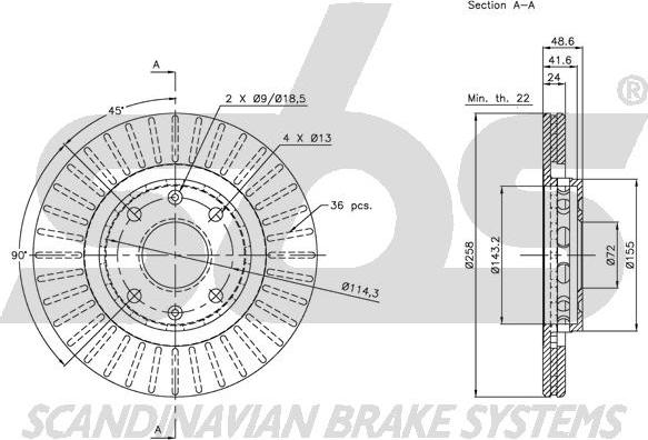 SBS 1815313502 - Brake Disc autospares.lv