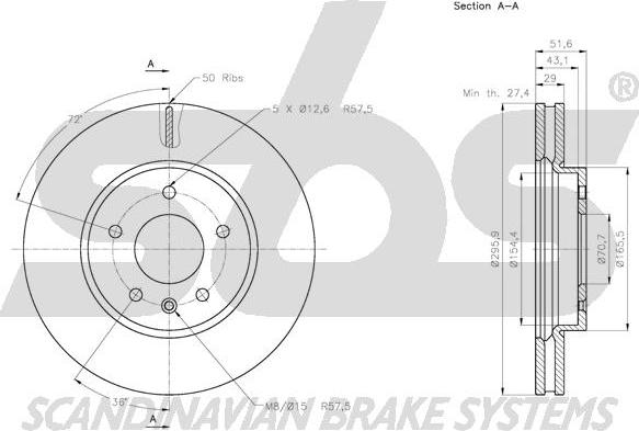 SBS 1815313666 - Brake Disc autospares.lv