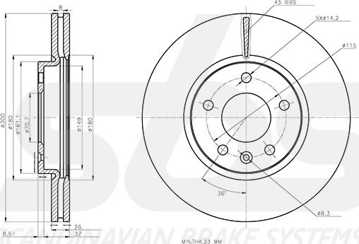 SBS 1815313685 - Brake Disc autospares.lv