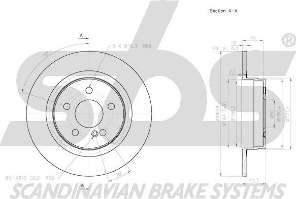 SBS 18153133101 - Brake Disc autospares.lv