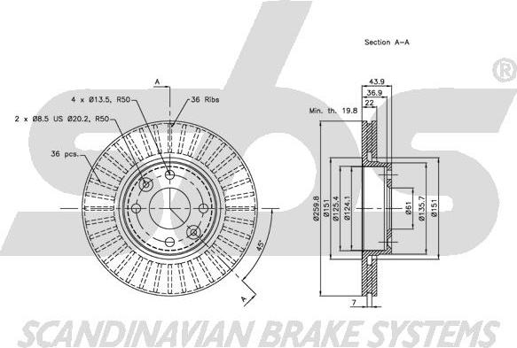 SBS 1815312264 - Brake Disc autospares.lv