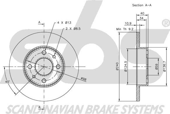 SBS 1815319922 - Brake Disc autospares.lv