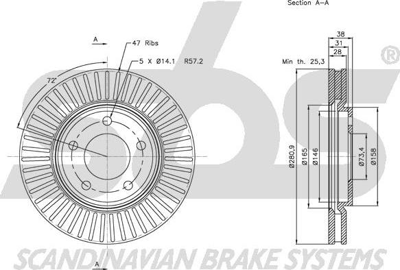 SBS 1815319313 - Brake Disc autospares.lv