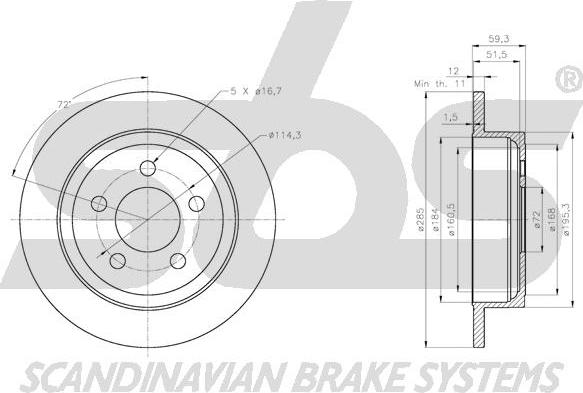 SBS 1815209327 - Brake Disc autospares.lv