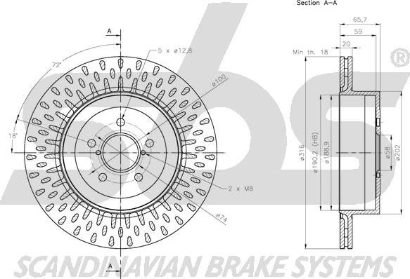 SBS 1815204423 - Brake Disc autospares.lv