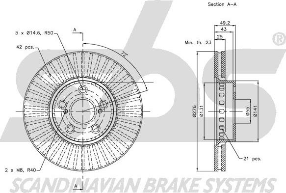 SBS 1815314595 - Brake Disc autospares.lv