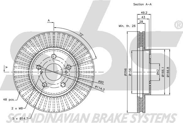 SBS 1815314592 - Brake Disc autospares.lv