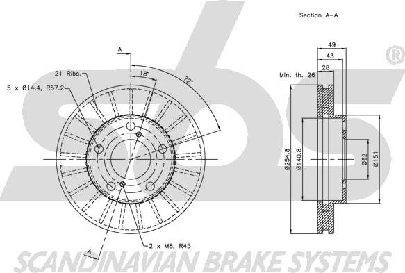 SBS 1815314547 - Brake Disc autospares.lv