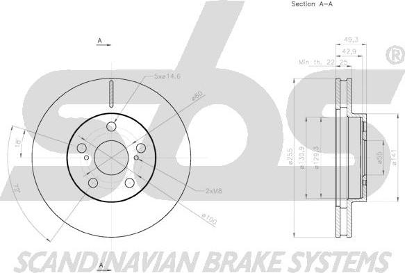 SBS 18152045142 - Brake Disc autospares.lv