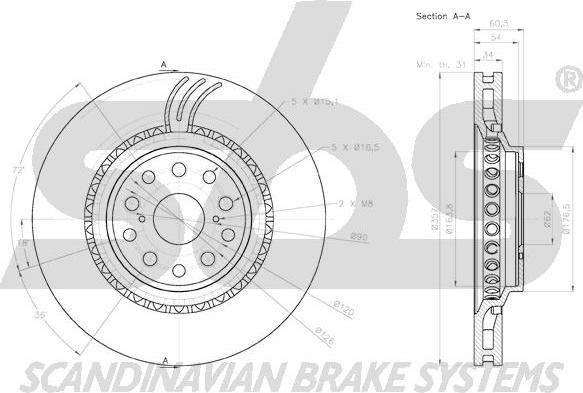 SBS 18152045147 - Brake Disc autospares.lv