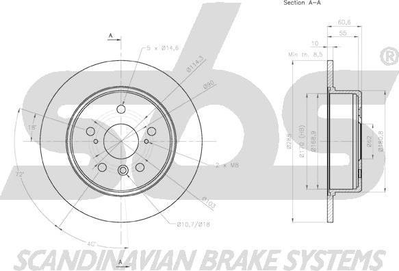 SBS 18152045158 - Brake Disc autospares.lv