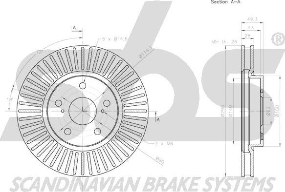 SBS 18152045167 - Brake Disc autospares.lv