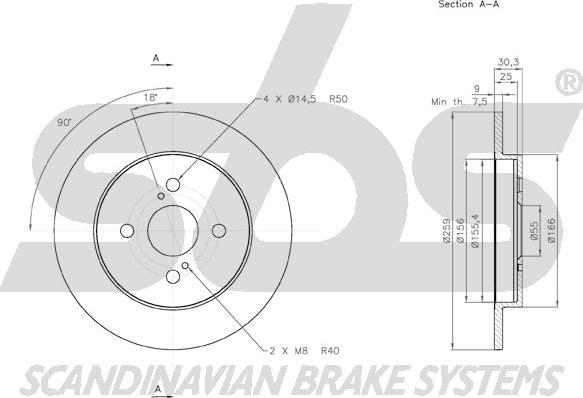 SBS 18153145109 - Brake Disc autospares.lv