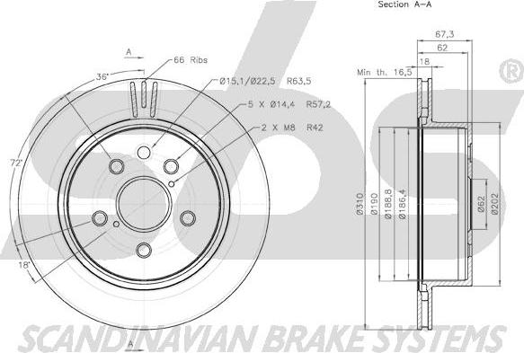 SBS 18153145106 - Brake Disc autospares.lv