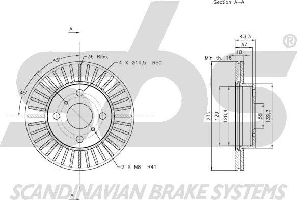 SBS 18153145100 - Brake Disc autospares.lv