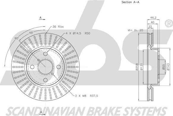 SBS 18152045115 - Brake Disc autospares.lv