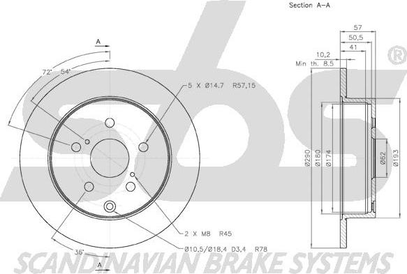 SBS 18152045112 - Brake Disc autospares.lv