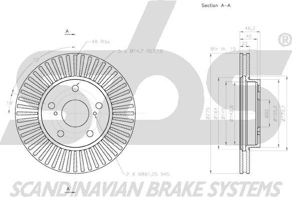 SBS 1815.2045121 - Brake Disc autospares.lv