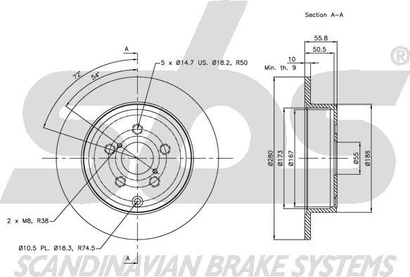 SBS 1815.204589 - Brake Disc autospares.lv