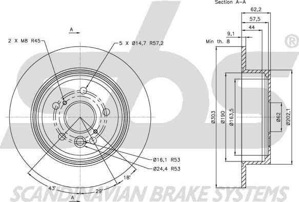 SBS 1815314574 - Brake Disc autospares.lv