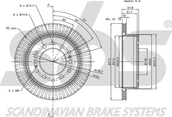 SBS 1815314575 - Brake Disc autospares.lv