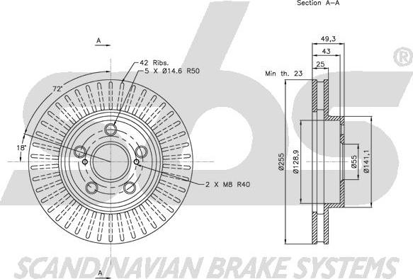 SBS 1815.204572 - Brake Disc autospares.lv