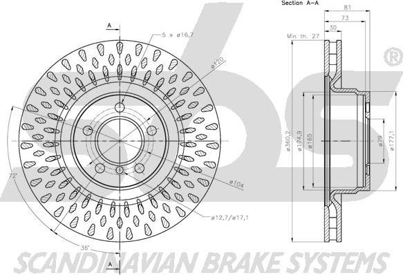 SBS 1815204044 - Brake Disc autospares.lv