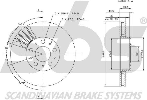 SBS 1815314841 - Brake Disc autospares.lv