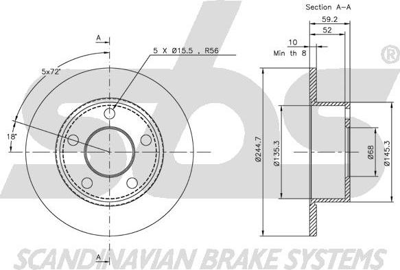 SBS 1815204749 - Brake Disc autospares.lv