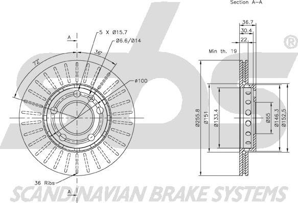 SBS 1815204758 - Brake Disc autospares.lv