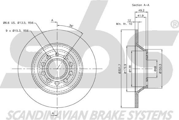 SBS 18153147109 - Brake Disc autospares.lv