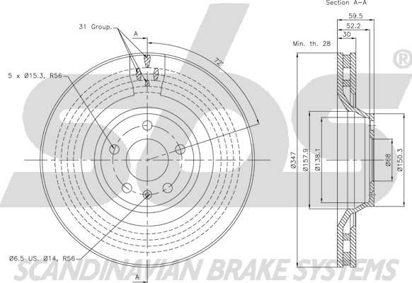 SBS 18153447108 - Brake Disc autospares.lv